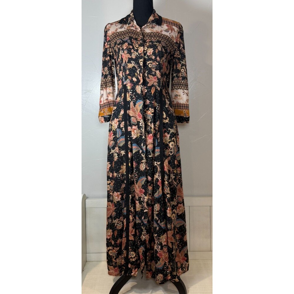 Desigual Erdenet Maxi Shirtdress Floral Bohemian Size S Cottagecore
